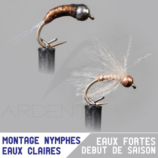 Montage nymphe GARBOLINO Eaux fortes profondes / eaux claires Set x4